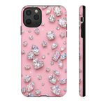 Pink Rhinestone Diamond Pattern Phone Case | Sparkle Gem Print
