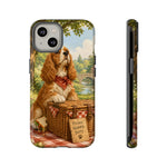 Cocker Spaniel Picnic Scene phone case | vintage dog art