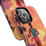 Retro Runner Sunset phone case | 80s Vaporwave jogging design