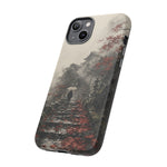 Autumn Temple Steps phone case | Japanese watercolor landscape cover