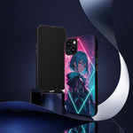 Anime Girl Phone Case Teal, Neon Kanji Calm Gradient Tough Cover