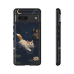 Turkish Van Swimming Cat Tough Case | Whimsical Night Pond, Lily Pads, Ducks