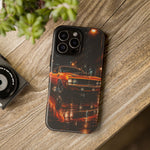 Orange Cuda Phone Case, Rainy City Night Muscle Car Tough Cover