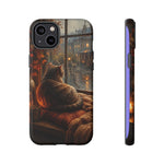 Rainy Window Cat Phone Case, Cozy Painterly Art Cover, Gift
