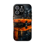 Orange Daytona Phone Case, Rainy City Night Muscle Car Tough Cover
