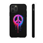 Glitch Peace Sign Phone Case, RGB Melt Digital Art Tough Cover, Gift