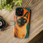 Siamese Cat Retro Halftone Portrait Case - Orange Teal Print