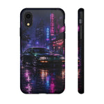 Neon City Night Prelude JDM Car phone case | Vaporwave rainy street