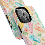 Watercolor Flip Flops pattern Tough Case | Beach Shells Phone Cover