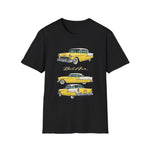 Yellow 1955 Chevy Bel Air T-Shirt | Vintage Classic Car Trio Illustration