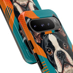 Boston Terrier Pop-Art Portrait Tough Phone Case - Teal Orange