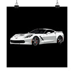 C7 Poster White Chevy Sports Car Wall Art Print Modern Muscle Garage Decor