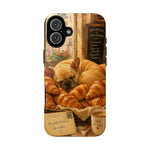 Sleeping French Bulldog with Croissants phone case | cute bakery scene