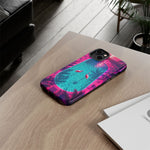 Neon Flamingo Pool Vaporwave Art Tough Phone Case