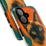 Siamese Cat Retro Halftone Portrait Case - Orange Teal Print