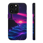 Neon Lighthouse Grid Ocean Art Tough Phone Case