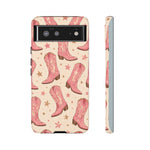 Pink Cowboy Boots phone case | Western pattern | Pastel stars
