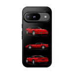 C4 Corvette Art Phone Case Red, Three-View Vector Cover, Gift