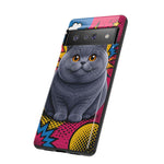 British Shorthair Round Pop Art Tough Phone Case