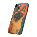 Siamese Cat Retro Halftone Portrait Case - Orange Teal Print