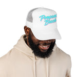 Pompano Beach Florida Trucker Hat Retro Script Snapback Neon Pastel Coastal Surf Style Cap
