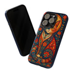Folk Art Cat Phone Case, Bold Saturated Pattern Cover