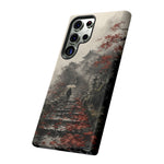 Autumn Temple Steps phone case | Japanese watercolor landscape cover