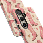 Pink Cowboy Boots phone case | Western pattern | Pastel stars