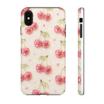 Pink Cherry Pattern Phone Case | Cute Retro Fruit Design