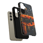 Orange Daytona Phone Case, Rainy City Night Muscle Car Tough Cover
