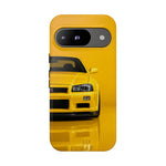 Yellow Skyline Phone Case, R34 GTR 90s JDM Legend Tough Cover for Men Gift
