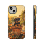 Rottweiler Puppy in Flower Pot Tough Case | Floral Dog Phone Cover