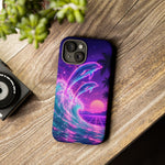 Neon Dolphin Ocean Vaporwave Art Tough Phone Case