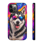Cool Husky Sunglasses Portrait Tough Phone Case - Abstract