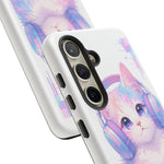 Pastel Cat Phone Case, Headphones Glitch Color Block Cover