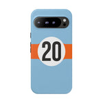 Copy of Blue Orange Number 20 Retro Racing Stripe Tough Phone Case Cover