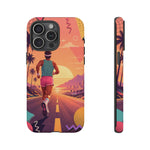 Retro Runner Sunset phone case | 80s Vaporwave jogging design