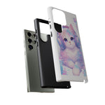 Pastel Cat Phone Case, Headphones Glitch Color Block Cover