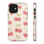 Pink Cherry Pattern Phone Case | Cute Retro Fruit Design