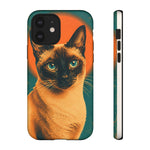 Siamese Cat Retro Halftone Portrait Case - Orange Teal Print