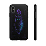 Glitch Owl Silhouette Art Tough Phone Case - Violet Teal