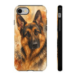 German Shepherd Loyal Watercolor Portrait Art Tough Phone Case