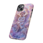 Cherub Cloud Throne Phone Case, Pastel Marble 3D Render Cover