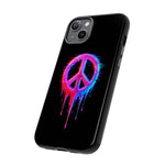 Glitch Peace Sign Phone Case, RGB Melt Digital Art Tough Cover, Gift
