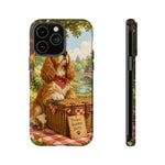 Cocker Spaniel Picnic Scene phone case | vintage dog art