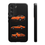 C3 Corvette Art Phone Case Orange, Three-View Vector Cover, Gift