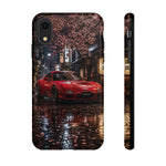 Red FD RX-7 Blossom Alley Tough Phone Case - Rain-Slicked Night