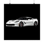 C7 Poster White Chevy Sports Car Wall Art Print Modern Muscle Garage Decor