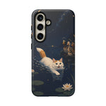 Turkish Van Swimming Cat Tough Case | Whimsical Night Pond, Lily Pads, Ducks