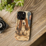 Guilty Basset Hound Phone Case, Muddy Watercolor Art Cover